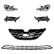 6-Piece Kit Driver and Passenger Side Halogen Headlight, Includes (1) Bumper Grille, (2) Fog Light Cover, (1) Grille and (2) Headlight
