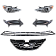6-Piece Kit Driver and Passenger Side Halogen Headlight, Includes (1) Bumper Grille, (2) Fog Light Cover, (1) Grille and (2) Headlight