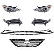 6-Piece Kit Driver and Passenger Side Halogen Headlight, Includes (1) Bumper Grille, (2) Fog Light Cover, (1) Grille and (2) Headlight
