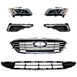 2015-2017 Hyundai Sonata - 6-Piece Kit Driver and Passenger Side Halogen Headlight, Includes (1) Bumper Grille, (2) Fog Light Cover, (1) Grille and (2) Headlight