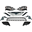 2017 Nissan Sentra - 6-Piece Kit Driver and Passenger Side LED Headlight, With bulb(s), OE Replacement,  Includes (1) Bumper Grille, (2) Fog Light Cover, (1) Grille Assembly, and (2) Headlight