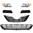 6-Piece Kit Driver and Passenger Side Halogen Headlight, Without bulb(s), Includes (1) Bumper Grille, (2) Fog Light Cover, (1) Grille Assembly, and (2) Headlight
