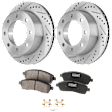 Rear Brake Disc and Pad Kit, Cross-drilled and Slotted