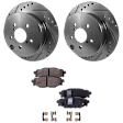 Rear Brake Disc and Pad Kit, Cross-drilled and Slotted