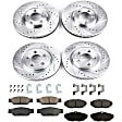 KIT-092921-1995 4-Wheel Set Front and Rear Brake Disc and Pad Kit, Cross-drilled and Slotted, 5 Lugs Front-299.72 mm/Rear-287.78 mm Organic Includes (2) Disc and (2) Pad Set