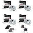 KIT-092921-2382 4-Wheel Set Front and Rear Brake Disc and Pad Kit, Plain Surface 5 Lugs - Front; 5 Lugs - Rear Front-Ceramic/Rear-Organic Evolution Geomet Coated High Carbon, Includes (4) Disc and (2) Pad Set