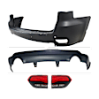 4-Piece Kit Rear, Upper and Lower Primed Bumper Cover, For Models With Blind Spot Detection, Without Advanced Park Assist System, Includes (2) Bumper Cover and (2) Tail Light