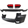 4-Piece Kit Rear, Upper and Lower Upper - Primed, Lower - Textured Bumper Cover, Includes (2) Bumper Cover and (2) Tail Light