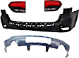 4-Piece Kit Rear, Upper and Lower Primed Bumper Cover, Includes (2) Bumper Cover and (2) Tail Light