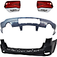 4-Piece Kit Rear, Upper and Lower Primed Bumper Cover, Includes (2) Bumper Cover and (2) Tail Light