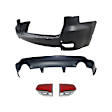 4-Piece Kit Rear, Upper and Lower Primed Bumper Cover, For Models With Blind Spot Detection, Without Advanced Park Assist System, Includes (2) Bumper Cover and (2) Tail Light