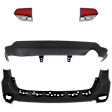4-Piece Kit Rear, Upper and Lower Upper - Primed, Lower - Textured Bumper Cover, Includes (2) Bumper Cover and (2) Tail Light