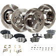 4-Wheel Set Front and Rear Brake Disc and Pad Kit, Plain Surface 5 Lugs Front-299.97 mm/Rear-304.55 mm Ceramic Pro-Line Series, Includes (4) Brake Disc and (2) Brake Pad Set
