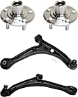 4-Piece Kit Front, Driver and Passenger Side, Lower Control Arm Kit, Includes (2) Control Arm and (2) Wheel Hub