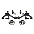 8-Piece Kit Front, Driver and Passenger Side, Lower Control Arm Kit, Includes (2) Ball Joint, (2) Control Arm, (2) Tie Rod End, and (2) Wheel Hub