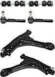 6-Piece Kit Front, Driver and Passenger Side Control Arm Kit, Includes (2) Control Arm, (2) Sway Bar Link, and (2) Tie Rod End