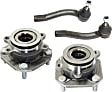 2-Wheel Set Front, Driver and Passenger Side Wheel Hub, 4 Lugs, With Bearing,, 2.0L, 4Cyl, Includes (2) Tie Rod End and (2) Wheel Hub