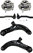 6-Piece Kit Front, Driver and Passenger Side, Lower Control Arm Kit, Includes (2) Control Arm, (2) Tie Rod End, and (2) Wheel Hub