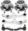 6-Piece Kit Front, Driver and Passenger Side, Lower, Frontward Control Arm Kit, Includes (2) Control Arm, (2) Tie Rod End, and (2) Wheel Hub