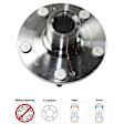 2-Piece Kit Wheel Hub, 5 Lugs, Without Bearing Includes (1) Wheel Bearing and (1) Wheel Hub