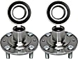 2-Wheel Set Front Wheel Hub, 4 Lugs, With Bearing, FWD, Includes (2) Wheel Bearing and (2) Wheel Hub