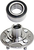 2-Piece Kit Front, Driver or Passenger Side Wheel Hub, 4 Lugs, With Bearing Includes (1) Wheel Bearing and (1) Wheel Hub