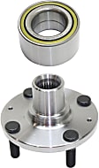 2-Piece Kit Front, Driver or Passenger Side Wheel Hub, 4 Lugs, With Bearing, FWD, Includes (1) Wheel Bearing and (1) Wheel Hub