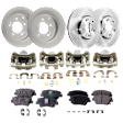 Front and Rear Brake Kit With Calipers, Natural Finish, Plain Surface, 5 Lugs, Front-299.97 mm/Rear-282.96 mm, Front-Ceramic/Rear-Organic, FWD