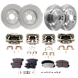 Front and Rear Brake Kit With Calipers, Natural Finish, Plain Surface, 5 Lugs, Front-295.91 mm/Rear-305 mm, Ceramic