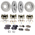 Front and Rear Brake Kit With Calipers, Natural Finish, Plain Surface, 5 Lugs, Front-320.04 mm/Rear-282.96 mm, Front-Ceramic/Rear-Organic, FWD