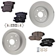 Front and Rear Brake Disc and Pad Kit, Natural Finish, Plain Surface, 5 Lugs, Front-295.91 mm/Rear-304.55 mm, Ceramic
