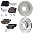 Front and Rear Brake Disc and Pad Kit, Natural Finish, Plain Surface, 5 Lugs, Front-299.97 mm/Rear-282.96 mm, Ceramic