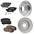 Front and Rear Brake Disc and Pad Kit, Natural Finish, Plain Surface, 5 Lugs, Front-279.91 mm/Rear-261.87 mm, Ceramic