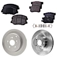 Front and Rear Brake Disc and Pad Kit, Plain Surface, 5 Lugs, Front-299.97 mm/Rear-304.55 mm, Ceramic