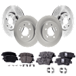 Front and Rear Brake Disc and Pad Kit, Natural Finish, Plain Surface, 5 Lugs, Front-299.97 mm/Rear-282.96 mm, Front-Ceramic/Rear-Organic