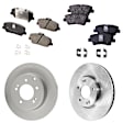 Front and Rear Brake Disc and Pad Kit, Plain Surface, 5 Lugs, Front-299.97 mm/Rear-282.96 mm, Ceramic