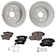Front and Rear Brake Disc and Pad Kit, Natural Finish, Plain Surface, 5 Lugs, Front-295.91 mm/Rear-304.55 mm, Ceramic