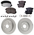 Front and Rear Brake Disc and Pad Kit, Natural Finish, Plain Surface, 5 Lugs, Front-295.91 mm/Rear-304.55 mm, Ceramic, AWD