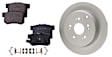 Rear Brake Disc and Pad Kit, Natural Finish, Plain Surface, 5 Lugs, 304.55 mm, Ceramic