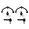 6-Piece Kit Front, Driver and Passenger Side, Upper Control Arm Kit, Includes (2) Ball Joint, (2) Control Arm, and (2) Tie Rod End