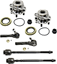 2-Wheel Set Front, Driver and Passenger Side Wheel Hub, 5 Lugs, With Bearing, Includes (4) Tie Rod End and (2) Wheel Hub
