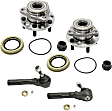 2-Wheel Set Front, Driver and Passenger Side Wheel Hub, 5 Lugs, With Bearing, Includes (2) Tie Rod End and (2) Wheel Hub