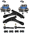 8-Piece Kit Front, Driver and Passenger Side, Lower Control Arm Kit, Includes (2) Control Arm, (2) Sway Bar Link, (2) Tie Rod End, and (2) Wheel Hub