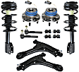 10-Piece Kit Front, Driver and Passenger Side, Lower Control Arm Kit, Includes (2) Control Arm, (2) Loaded Strut, (2) Sway Bar Link, (2) Tie Rod End, and (2) Wheel Hub