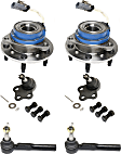 6-Piece Kit Front, Driver and Passenger Side Suspension Kit, Includes (2) Ball Joint, (2) Tie Rod End and (2) Wheel Hub