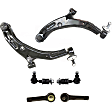 6-Piece Kit Front, Driver and Passenger Side Control Arm Kit, Includes (2) Control Arm, (2) Sway Bar Link, and (2) Tie Rod End