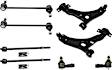 8-Piece Kit Front, Driver and Passenger Side, Lower Control Arm Kit, Includes (2) Control Arm, (2) Sway Bar Link, and (4) Tie Rod End