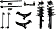 10-Piece Kit Front, Driver and Passenger Side Control Arm Kit, Includes (2) Control Arm, (2) Loaded Strut, (2) Sway Bar Link, and (4) Tie Rod End