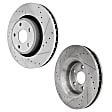 2015 Dodge Durango - 2-Wheel Set Front Brake Disc and Pad Kit, Cross-drilled and Slotted, 5 Lugs, 350 mm, For Models With 350mm Front Disc, Vented Rear Disc, Code BR6 or BRY, 3.6L 6Cyl, Includes (1) Brake Pad Set and (2) Brake Disc