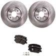 2-Wheel Set Front Brake Disc and Pad Kit, Plain Surface, 5 Lugs, Ceramic